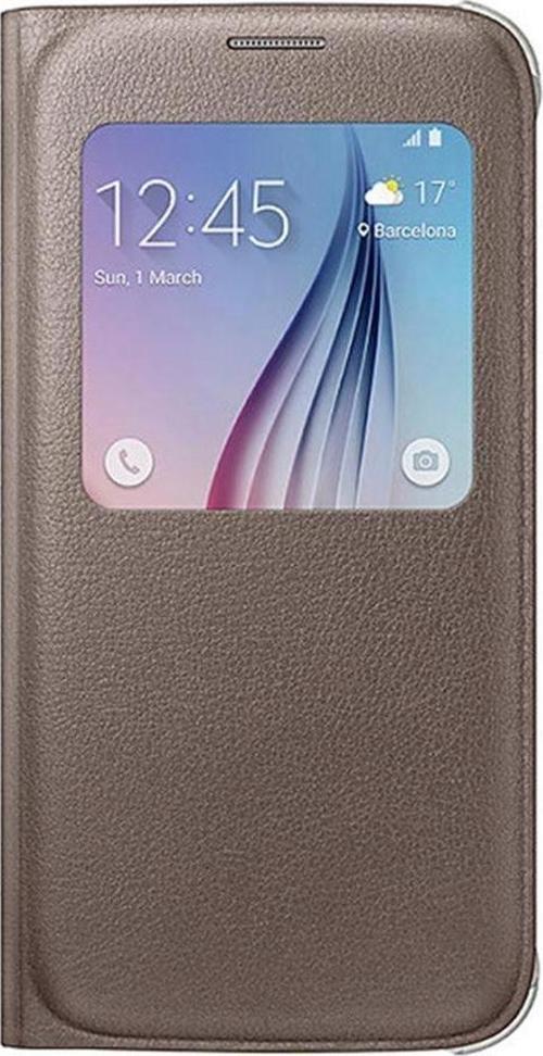 S6 S-View Cover Deri Kılıf Altın EF-CG920PFEGWW