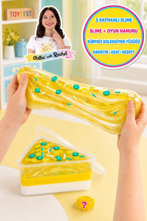 Jelly Cakes Banana Jamma Squishy 3 Katmanlı Sıkmalık Sürpriz Yüzüklü Pasta Dilimli Duyusal Slime