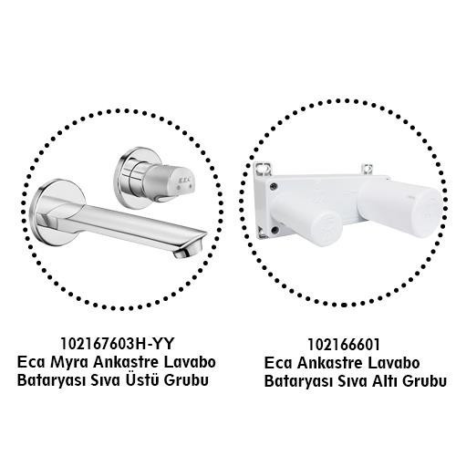 Eca Myra Gömme Ankastre Lavabo Bataryası Set 102167603H-YY+102166601