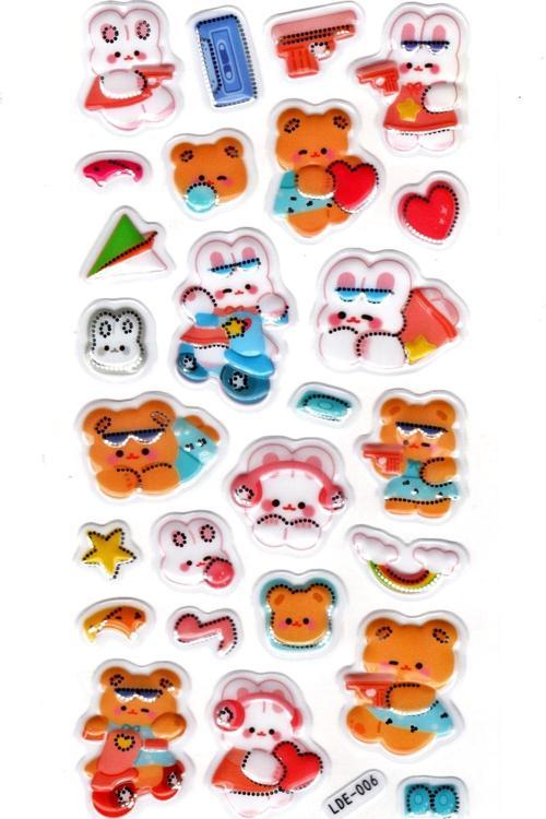 Sticker Kabartmalı Stiker Defter Planlayıcı Etiket (Lde006)-19x9cm - Motorlu Tavşan Ayıcık