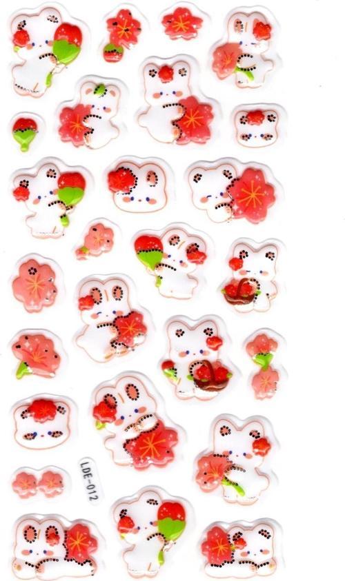 Sticker Kabartmalı Stiker Defter Planlayıcı Etiket (Lde012)-19x9cm - Tavşan Turuncu Çiçek