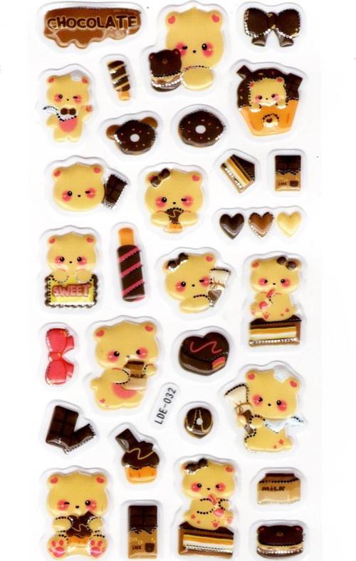 Sticker Kabartmalı Stiker Defter Planlayıcı Etiket (Lde032)-19x9cm - Ayıcık Çikolata