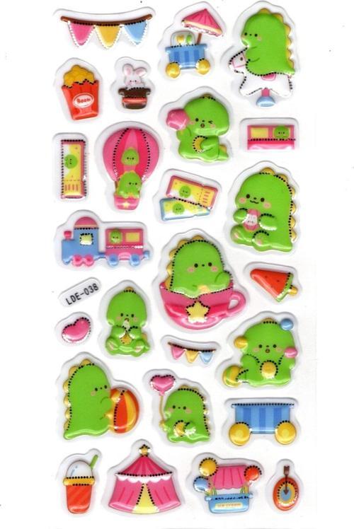 Sticker Kabartmalı Stiker Defter Planlayıcı Etiket (Lde038)-19x9cm - Dinozor Lunapark