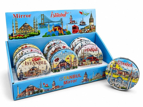 Taşlı İstanbul Temalı İnce El Aynası Alk5821