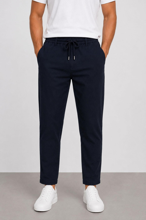 Keten Erkek Beli Bağlamalı Casual Jogger Pantolon 7734