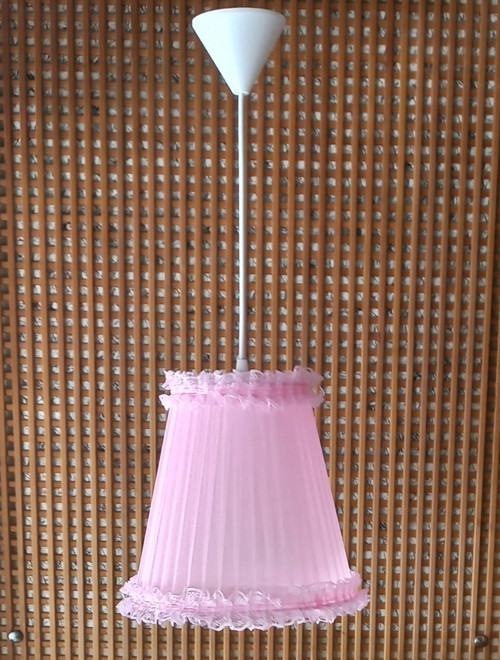 Pembe Nehir Organze Kumaş Kaplama Avize Yatak Odası Çocuk Odası Genç Ve Bebek Odası Avize Aydınlatma Sarkıt