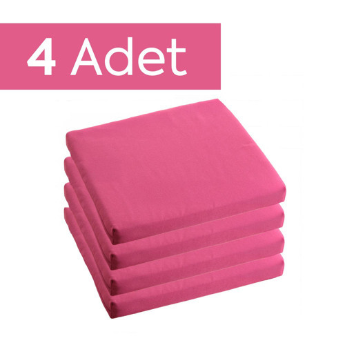 Sandalye Oturum Minderi Renkli 40x40x4 Bağcıklı Çıkarılabilir Kılıflı Su İtici Pembe 4'lü
