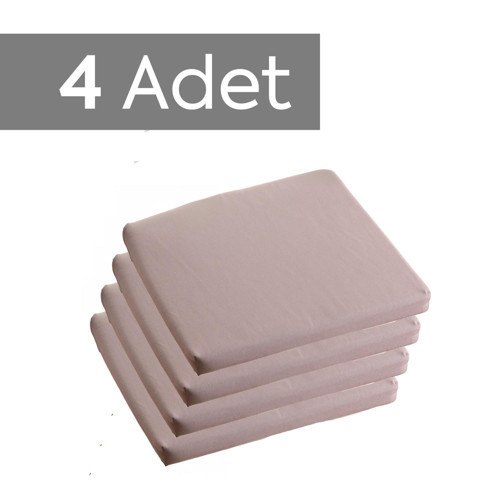 Sandalye Oturum Minderi Renkli 40x40x4 Bağcıklı Çıkarılabilir Kılıflı Su İtici Açık Gri 4'lü