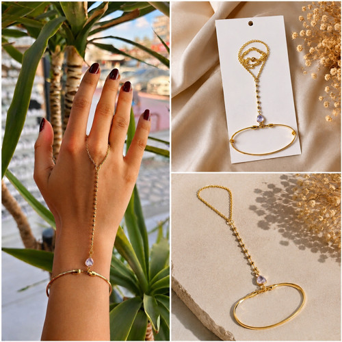 💎 Premium Parlak Gold Renk Şık Damla Taş Figürlü Kadın 316L Çelik Şahmeran Bileklik (22cm)
