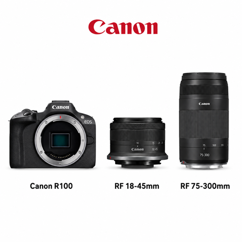 R100 Aynasız Fotoğraf Makinesi RF 18-45 + RF 75-300 Double Lens Kit