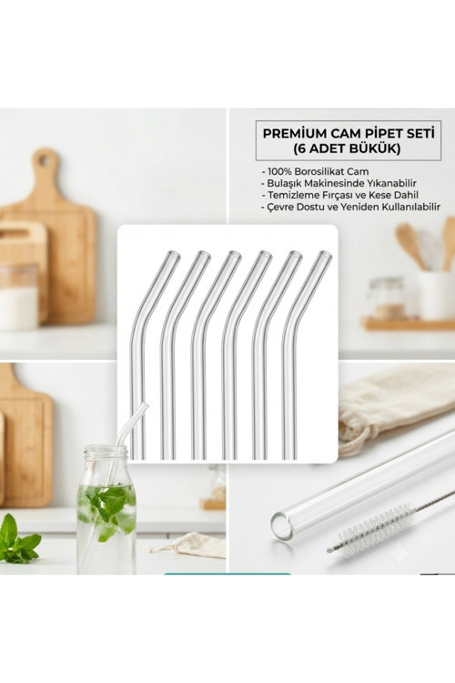 Cam Pipet 6 Adet Kivrimli