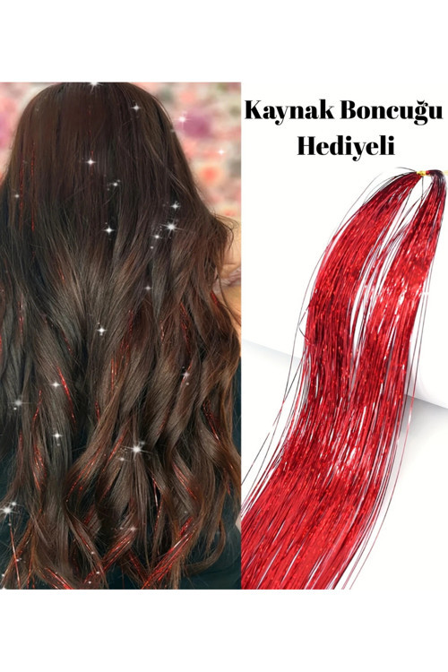 Kaynak Boncuğu Hediyeli Hair Tinsel Gelin Teli Saç Simi Aksesuarı