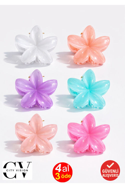 6 Adet Lotus Saç Tokası Buzlu Renk - 6 Cm Orta Boy - Hafif Ve Dayanıklı