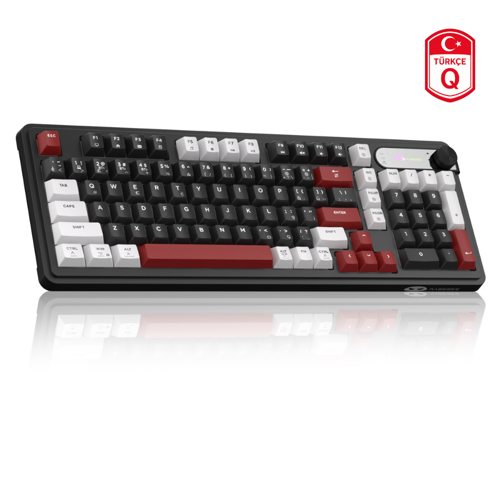 GK960 Tri-Mode RGB Membran Siyah-Bordo Gaming Klavye