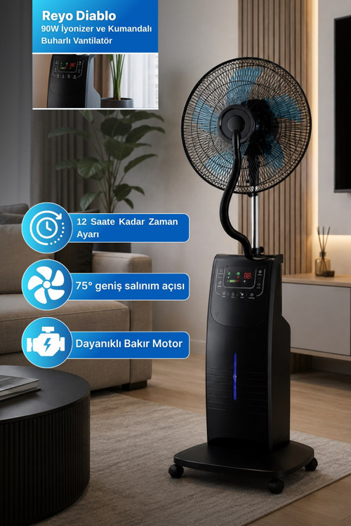 Diablo 90W İyonizer ve Kumandalı Buharlı Vantilatör