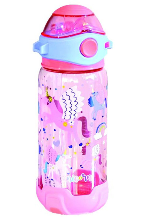 Çiçekli Unicorn Şeffaf Matara 650 Ml.