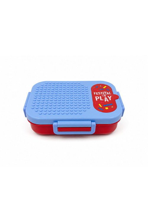 Tek Katlı 2 Bölmeli Lego Çelik Beslenme Kutusu 600Ml Mavi
