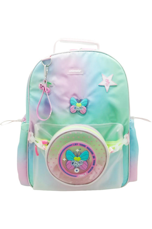 Butterfly Yeşil-Pembe Sırt Çantası 17"