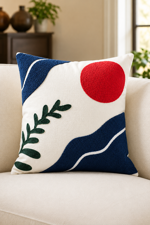 Bohem 45x45 Özel Tasarım Punch Panç Süzene Desen Dekoratif Kırlent Kılıfı