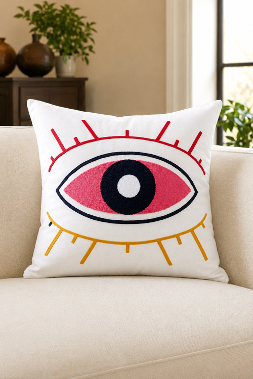 Bohem 45x45 Özel Tasarım Punch Panç Süzene Desen Dekoratif Kırlent Kılıfı modern