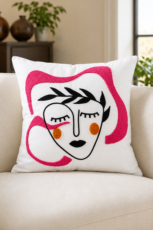Bohem 45x45 Özel Tasarım Punch Panç Süzene Desen Dekoratif Kırlent Kılıfı