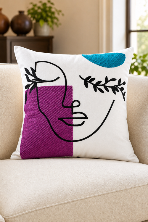 Bohem 45x45 Özel Tasarım Punch Panç Süzene Desen Dekoratif Kırlent Kılıfı modern