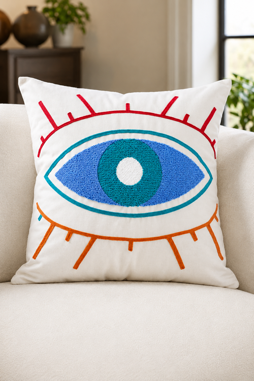 Bohem 45x45 Özel Tasarım Punch Panç Süzene Desen Modern Dekoratif Kırlent Kılıfı