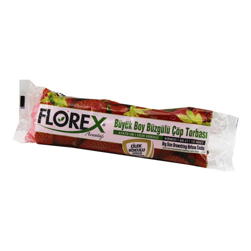 250 ADET FLOREX-502 ÇİLEK KOKULU BÜZGÜLÜ BÜYÜK 10PCS 65X70CM ÇÖP TORBASI 25x10=250 (5264)