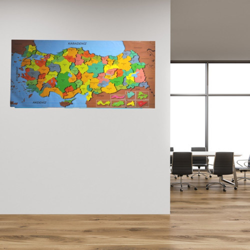 Renkli Türkiye Haritası Manyetik Yapıştırıcı Gerektirmeyen Duvar Stickerı 118 CM * 56 CM (5264)