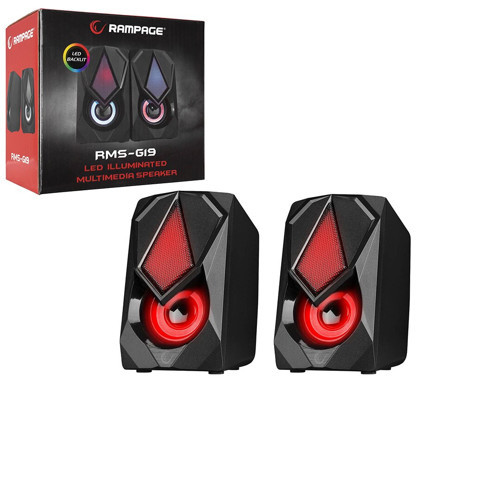 SİYAH - RGB IŞIKLI 1+1 HOPARLÖR SPEAKAER SET USB KABLO 2.0 MULTİMEDYA - 5W (5264)