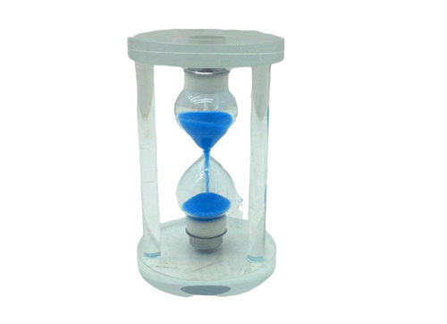 KÜÇÜK CAM KUM SAATİ CAM STANDLI 5 DAKİKA ZAMANLI = ÇAP: 5.8CM-YÜKSEKLİK: 9.8CM (5264)