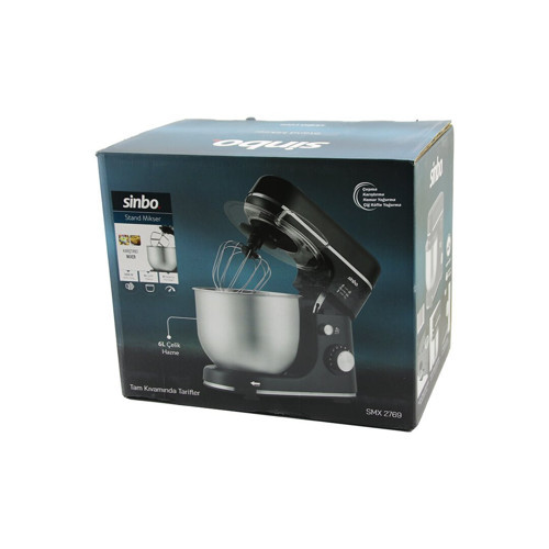 SİYAH STANDLI MİKSER ÇIRPICI - HAMUR YOĞURUCU - KARIŞTIRICI 8 KADEME HIZ AYAR 6L ÇELİK HAZNE 1300W S