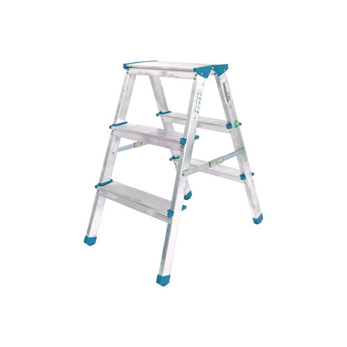 3+3 ÇİFT BASAMAKLI ALÜMİNYUM METAL MERDİVEN YÜKSEKLİK = 69CM BAŞ GENİŞLİK = 8CM (5264)