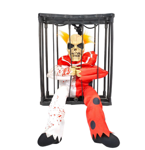 Hareketli Sesli Sensörlü Mahkum Joker İskelet Dekorasyon 22x27 cm (5264)