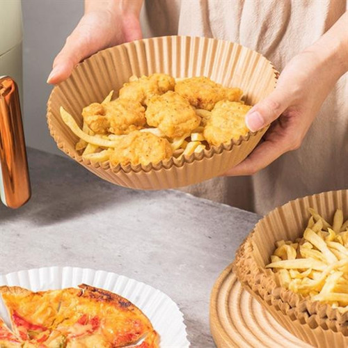 50 Adet Air Fryer Pişirme Kağıdı Tek Kullanımlık Yağ Geçirmez Yuvarlak Tabak Model PVC (5264)