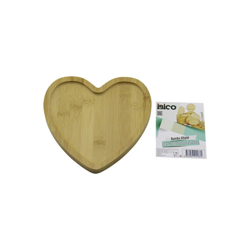 KALP MODEL AHŞAP BAMBU SERVİS SUNUM TEPSİ - TAHTASI 20.5 X 19.5 X 1.4CM (5264)