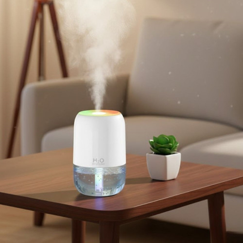 H2O Model Şeffaf Hazneli Hava Nemlendirici-Ultrasonik Soğuk Buhar Makinesi, LED Işıklı Masaüstü Oda