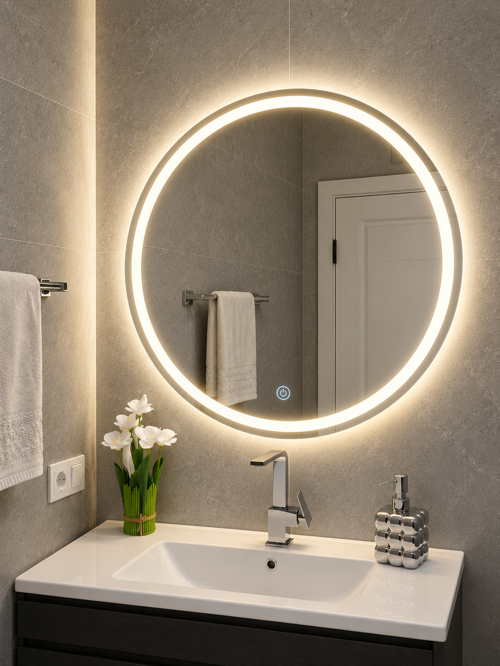 60 cm Lazer Kumlamalı Dokunmatikli Gün Işığı Ledli Ayna