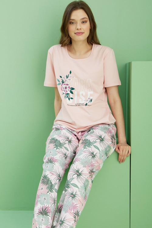 Bisiklet Yaka Örme Pamuklu Pijama Takım25113257