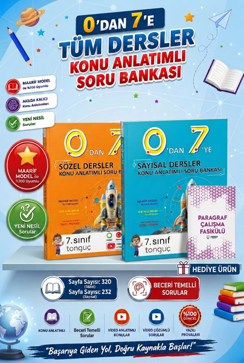 Tonguç Akademi 7. Sınıf 0 Dan 7 Ye Sayısal Sözel Tüm Dersler Konu Anlatımlı Soru Bankası MAARİF MODEL