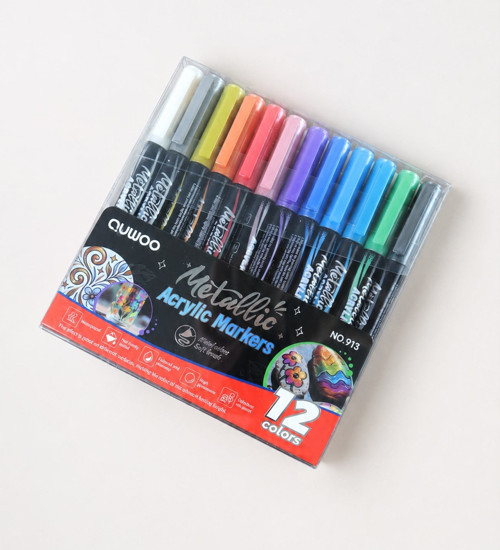 12 Renk Metalik Akrilik Kalem Set