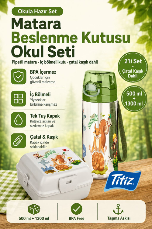 Çocuk Matara ve Beslenme Kabı Seti 500 ml