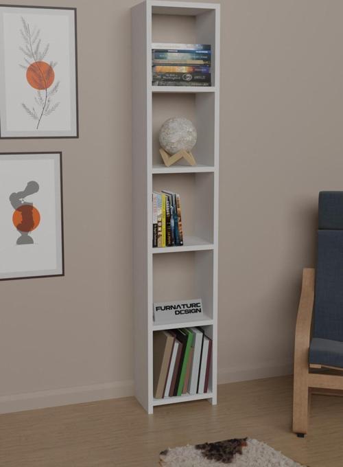 6 Raflı Kitaplık 150 cm Sunta Kitaplık Ofis Mutfak Rafı Beyaz