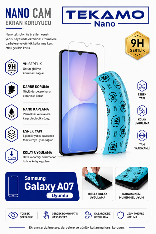 Samsung Galaxy A07 Uyumlu Nano Cam Ekran Koruyucu
