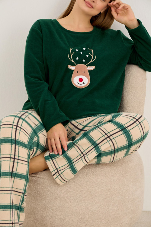 Büyük Beden Polar Kışlık Örme Pijama Takım 25222542