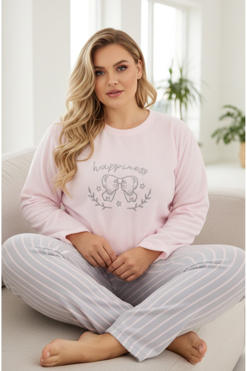 Büyük Beden Polar Kışlık Örme Pijama Takım 25222563
