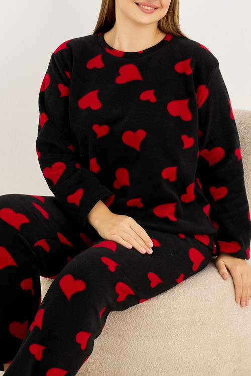 Büyük Beden Polar Kışlık Örme Pijama Takım 25222566