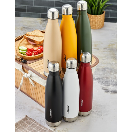 500ML RENKLİ ŞİŞE TERMOS PASLANMAZ ÇELİK - KAYDIRMAZ TPR TABAN (5639)