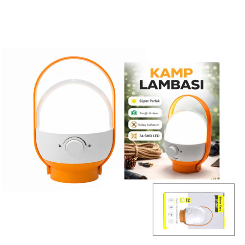 34 LED KAMP LAMBASI - FENER USB ŞARJLI AYARLANABİLİR IŞIK 4.8W - 2400mAh ST-5661 (5639)