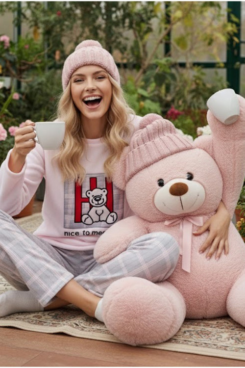Fitilli Polar Kışlık Örme Pijama Takım